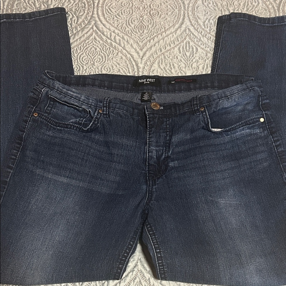 Nine West Womens Deep Indigo Relaxed Jeans
